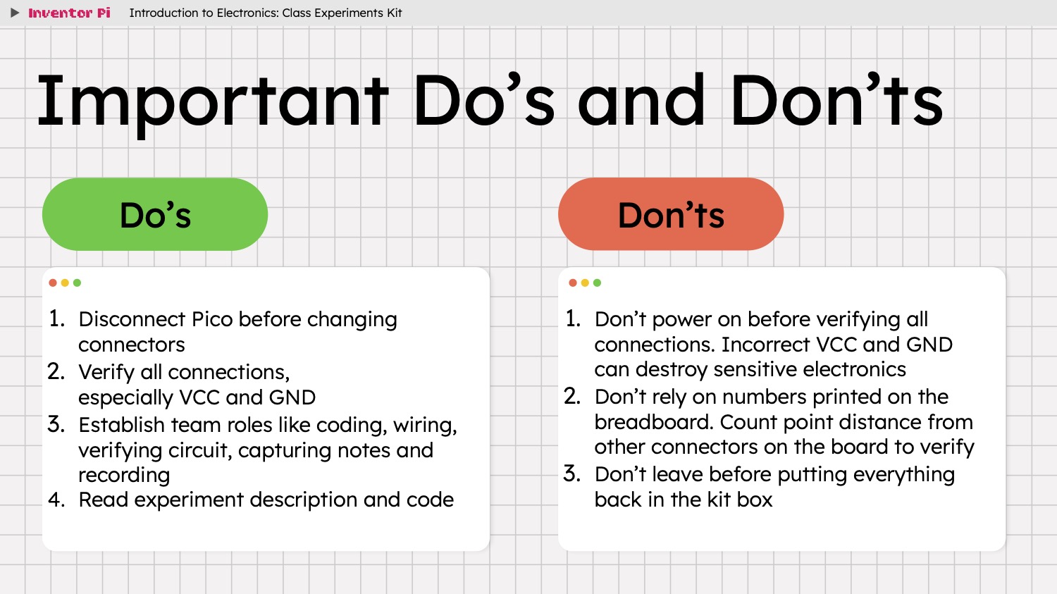 Important Do's and Don'ts